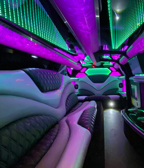 custom seats of the limo buses